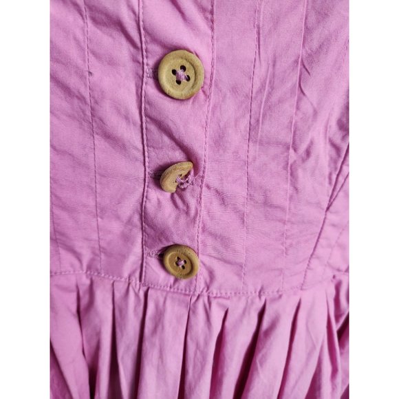 Free People Women's Sz. S Pink Purple Midi Adjustable Button Chest Dress - Picture 5 of 7